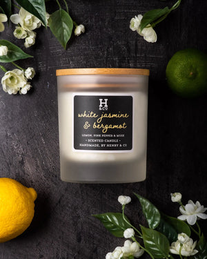 White Jasmine & Bergamot Scented Candle Henry and Co fragrance