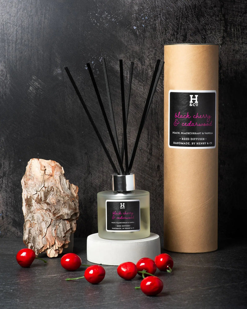 Black Cherry & Cedarwood Reed Diffuser Henry and Co fragrance