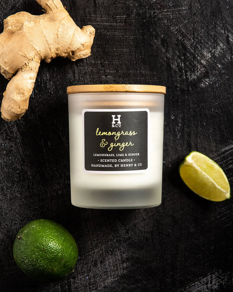 
            
                Load image into Gallery viewer, Lemongrass &amp;amp; Ginger Scented Candle Henry and Co fragrance
            
        